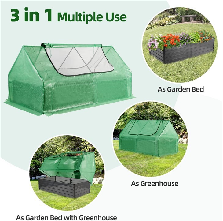 Raised Garden Bed With Mini Greenhouse Cover